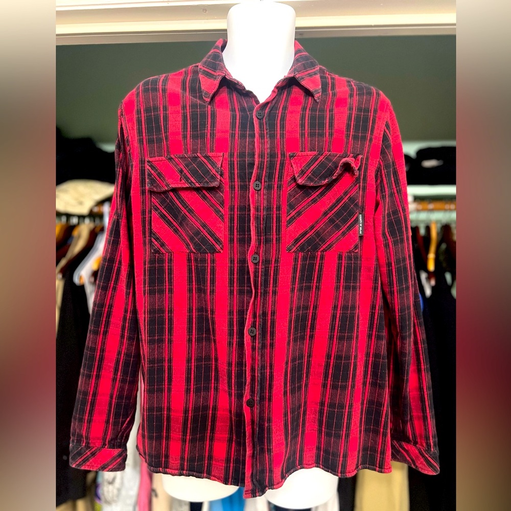 Size small oversize shirt Marcelo Burlón red plaid wing embroidery on the back